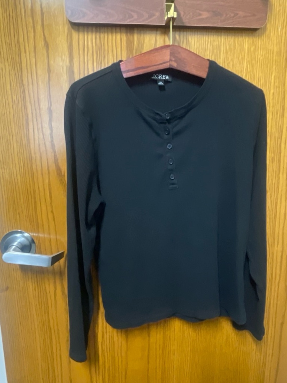 J. Crew Men's Black Long-Sleeve Henley Shirt
